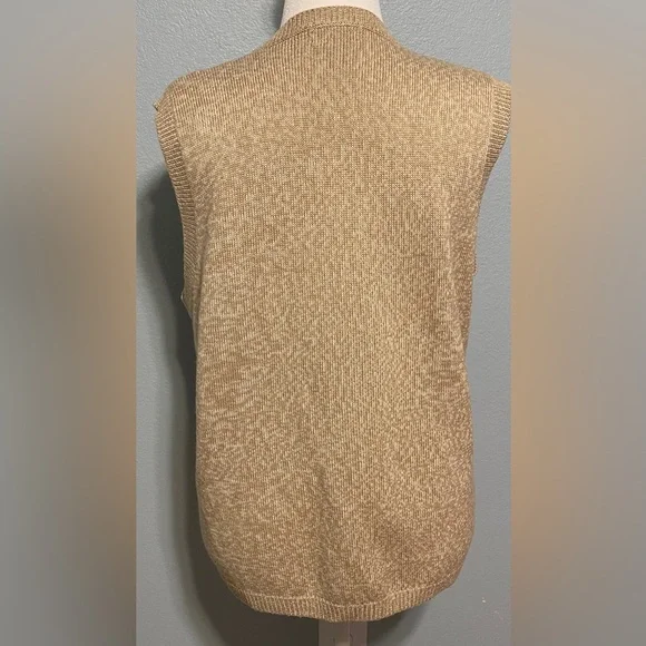 Napa Valley Tan Floral Embroidered Knit Sweater Vest Boho Grannycore Indie Large - Picture 7 of 10